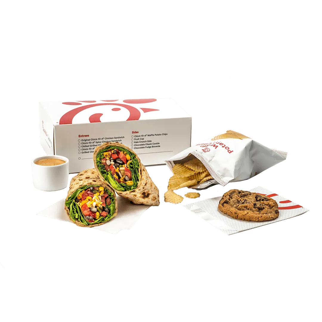 Chick-fil-A Catering Menu Prices, Pictures 2026 | Trays, PDF 44 Chick-fil-A-Southwest-Veggie-Wrap-Packaged-Meal