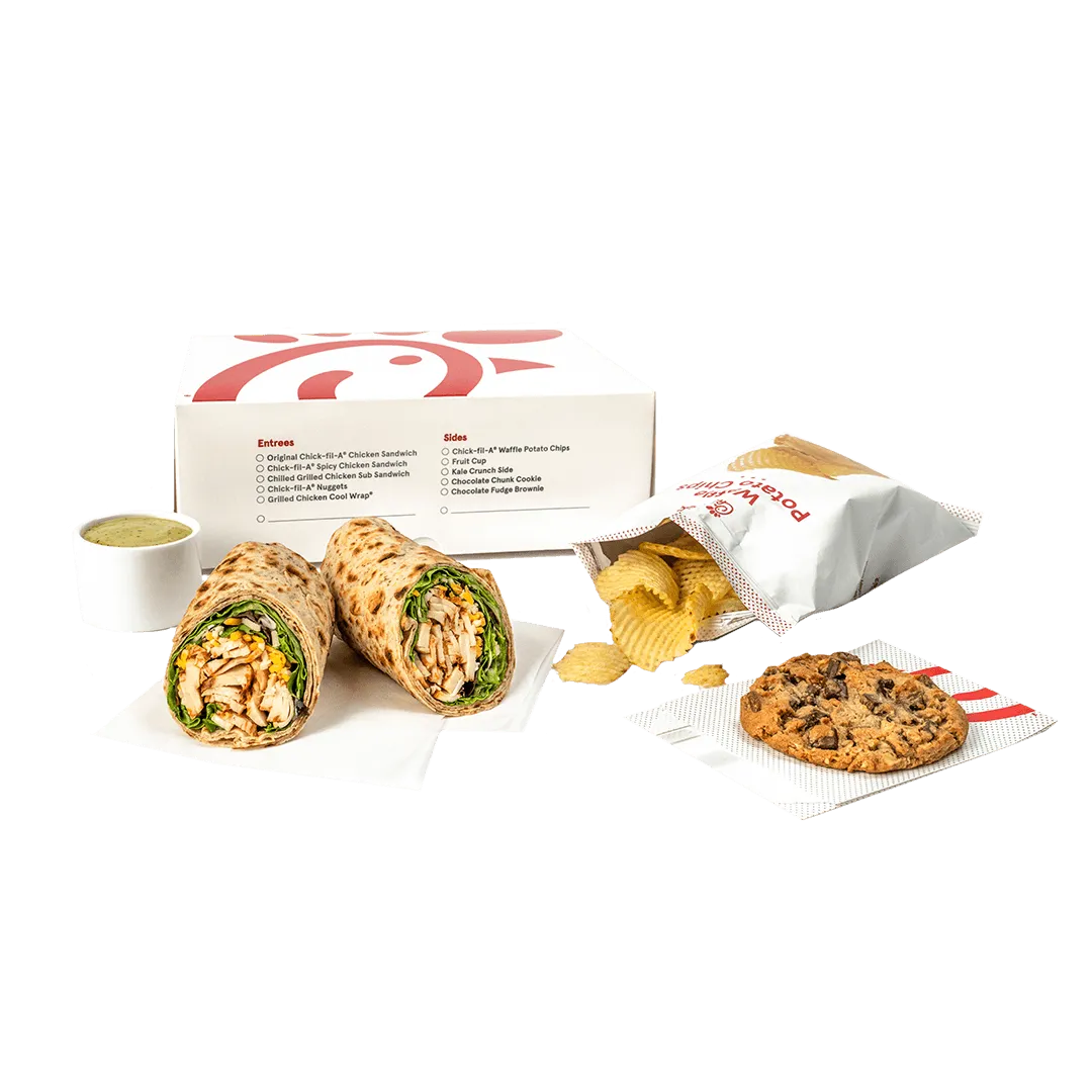 Chick-fil-A Catering Menu Prices, Pictures 2026 | Trays, PDF 43 Chick-fil-A-Spicy-Cool-Wrap®-Packaged-Meal.